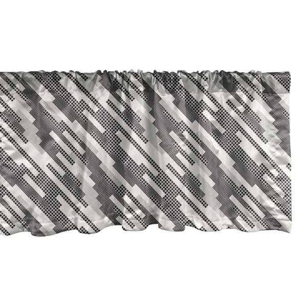 Ambesonne Abstract Window Valance, Modern Squares Stripes, 54" X 12", Cream Pale Grey Black