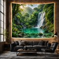 thumbnail image 6 of Multi-Tiered Waterfall in Lush Rainforest Serene Digital Art for Nature Lovers, Tropical Scenery Wall Decor, Housewarming Gift, Tapestry Wall Hanging for Bedroom and Living Room, 6 of 7