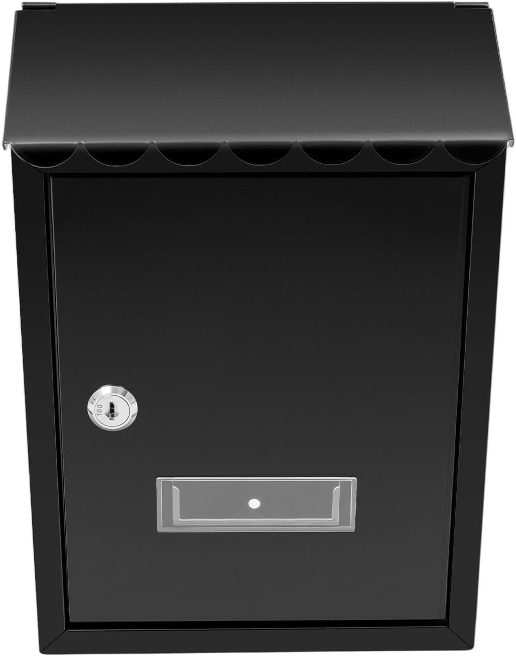 Black Wall-Mounted Mail Box with Lock & 2 Keys, Security Mailbox, Steel Cover Metal Postbox for Home, Apartment, Office