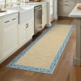 thumbnail image 3 of Garvee 2'x6' Floral Bordered Runner Rug Braided Print Carpet, Washable Rug Non-Slip Stain-Resistant Low Pile Indoor Floort Mat for Hallway Bedroom Kitchen, Light Blue, 3 of 8