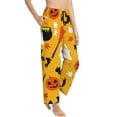 thumbnail image 2 of Disketp Happy Halloween 3 Print Women'S Comfy Pajama Pants Casual Drawstring Palazzo Lounge Wide Leg Pants, 2 of 9