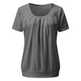 thumbnail image 4 of Womens T Shirts 2025 Summer Short Sleeve Pleated Dressy Casual Scooped Neck Tunic Tops Loose Fit Blouses, 4 of 6