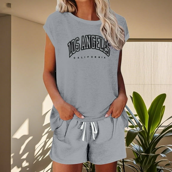 MAIHAN Women Shorts Sets Outfits Summer Outfits for Women 2026 Short Sleeve Sets Leggings Sets Women 2 Piece Outfits Cotton Outfits Sets