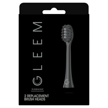 Gleem Electric Toothbrush Replacement Head, Soft, Black, 2 Count for Plaque Removal, Adults and Children 3 