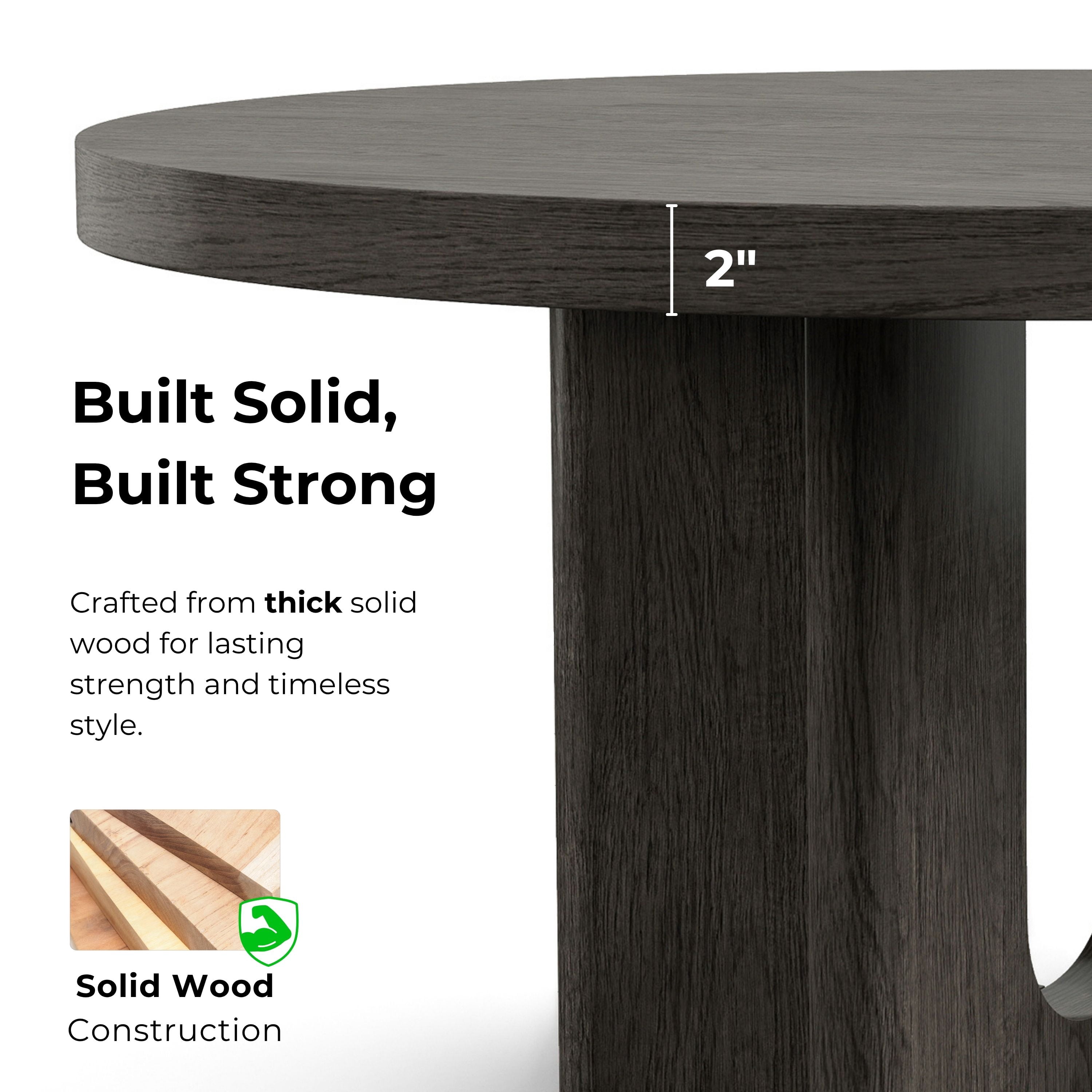 Furniture of America Cheri 54" Solid Wood Round Indoor Dining Table, White Oak
