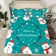 thumbnail image 2 of Manfei Cartoon Santa Claus Twin Sheet Sets,Merry Xmas Twin Fitted Sheet,Kawaii Christmas Snowman Flat Sheet For Teens,Ultra Soft Home Decor,3-Piece, 2 of 7