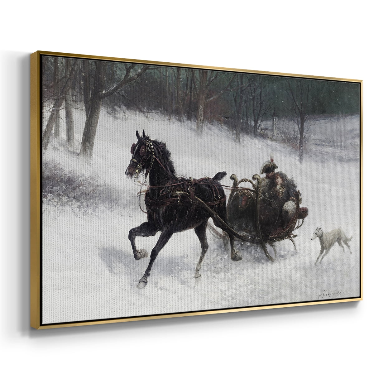 Vintage Animal Print-XXIV By Wexford Home Framed in Gold Wood Gallery Wrapped Canvas 25 in. x 37 in.