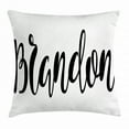 thumbnail image 1 of Brandon Throw Pillow Cushion Cover, Widespread Name Design with Monochrome Artistic Letters Cursive Font Pattern, Decorative Square Accent Pillow Case, 16 X 16 Inches, Black and White, by Ambesonne, 1 of 2