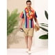 thumbnail image 3 of INSPIRE CHIC Camisa de verano con estampado de rayas arcoíris para hombre, camisas de manga corta con botones rosa multicolor M, 3 of 6