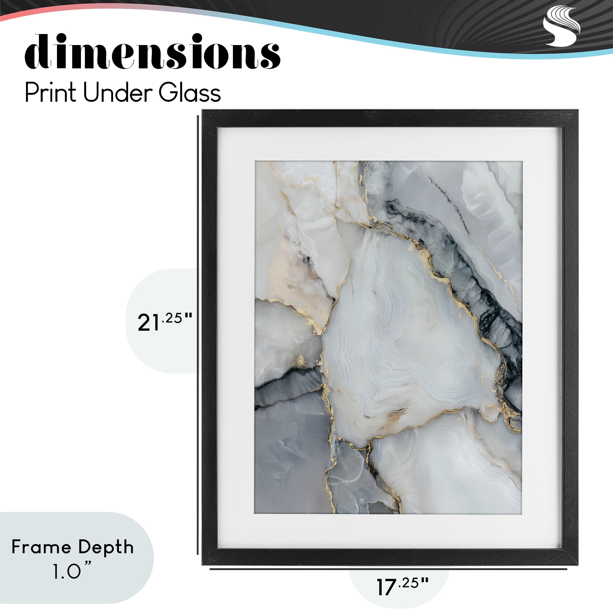 Stupell Industries Luxe Stone Geode Black Framed Print Under Glass, design by Svetlana Aleynikova