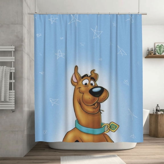 Scooby Doo Shower Curtain, Lovely Cartoon Shower Curtains Set for Kids Boys Girls College Dorm Bathroom, Waterproof Restroom Bathtub Decor Accessories with 12 Hooks 72X72 Inch Iron