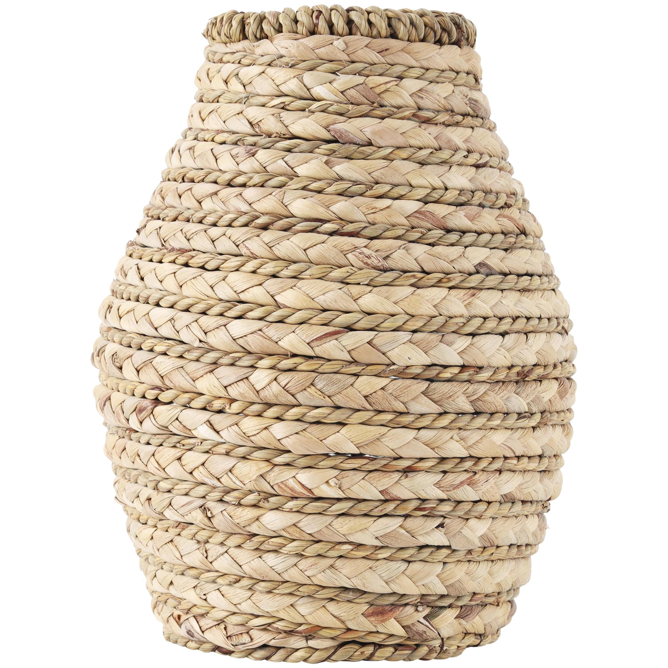 DecMode 10" Handmade Braided Light Brown Seagrass Vase