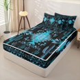 thumbnail image 2 of Erosebridal Boho Cactus Pattern Zipper Twin Comforter Sets with Fitted Sheet and 2 Pillowcases,Aztec Star Print Zipper Bedding Set,Cyan Black,Black Reversible, 2 of 6