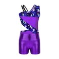 thumbnail image 5 of TTAO Girls 2 Piece Gymnastics Outfits Sleeveless Leotard with Short Athletic Ballet Dance Biketard Purple 8, 5 of 7