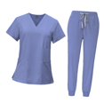 thumbnail image 4 of Conjunto de uniforme médico femenino, suave, con cordón ajustable, lavable a máquina, ropa de trabajo de enfermera XL, 4 of 9