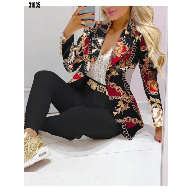 Nuevo 2024 conjuntos de pantalones formales de oficina para mujer, 2 uds., Blazers lisos con doble botonadura, chaqueta y pantalones, conjunto de dos piezas, trajes de pantalón femenino