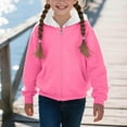 thumbnail image 3 of Eltusu Girls Winter Hoodies, Long Sleeve Solid Color Full Zip Thermal Girls Outerwears Hot Pink Size 2-15 T, 3 of 6