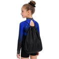 thumbnail image 2 of TTAO Gymnastics Leotards Outfits for Girls Long Sleeve Shiny Rhinestones Leotards with Shorts Scrunchie Drawstring Bag Blue 10, 2 of 5