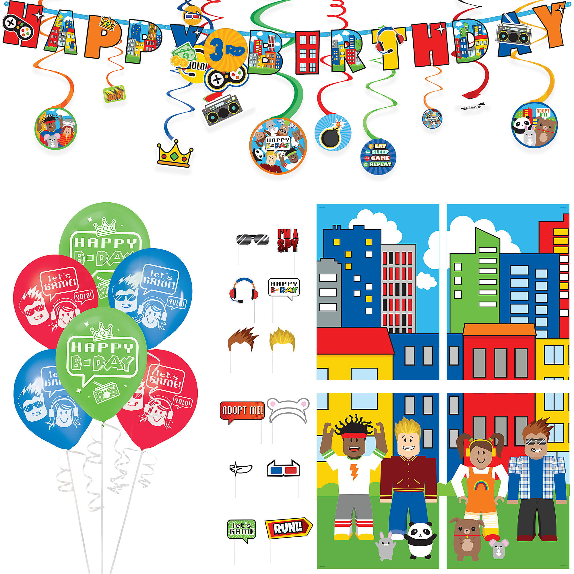 CAMP OUT Camping Birthday Party Supply SUPER Kit w/Photo Props Banner & More!