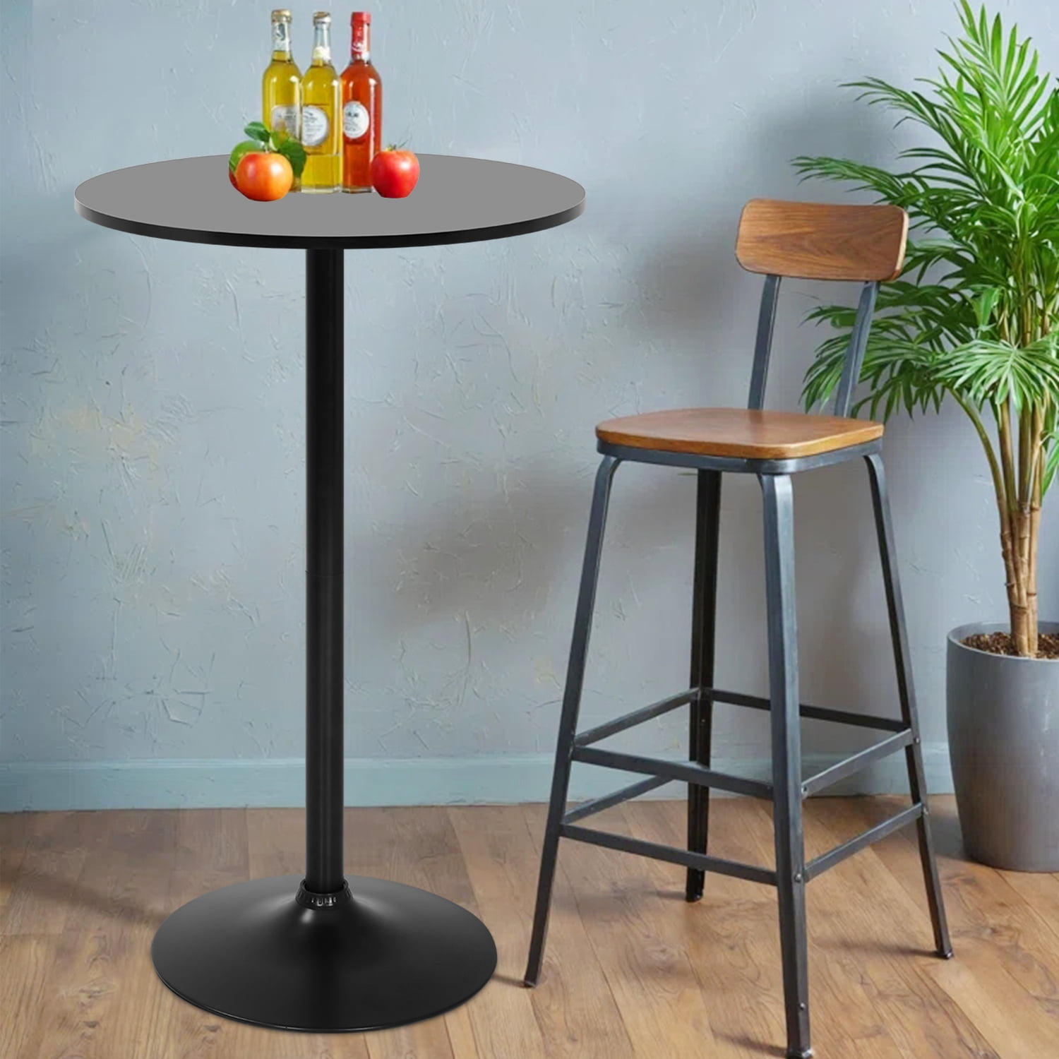 NiamVelo Round Dining Table Anti-Slip with Hydraulic, Black