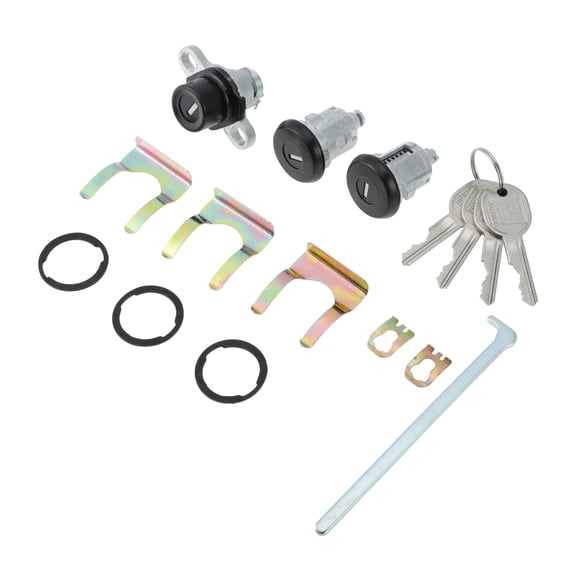 Unique Bargains Doors & Hatch Lock Cylinder Set for Chevrolet Camaro for Pontiac Firebird 1993-2002 Front Door Tailgate Lock Cylinder with Black Face Caps Replace No.PY472