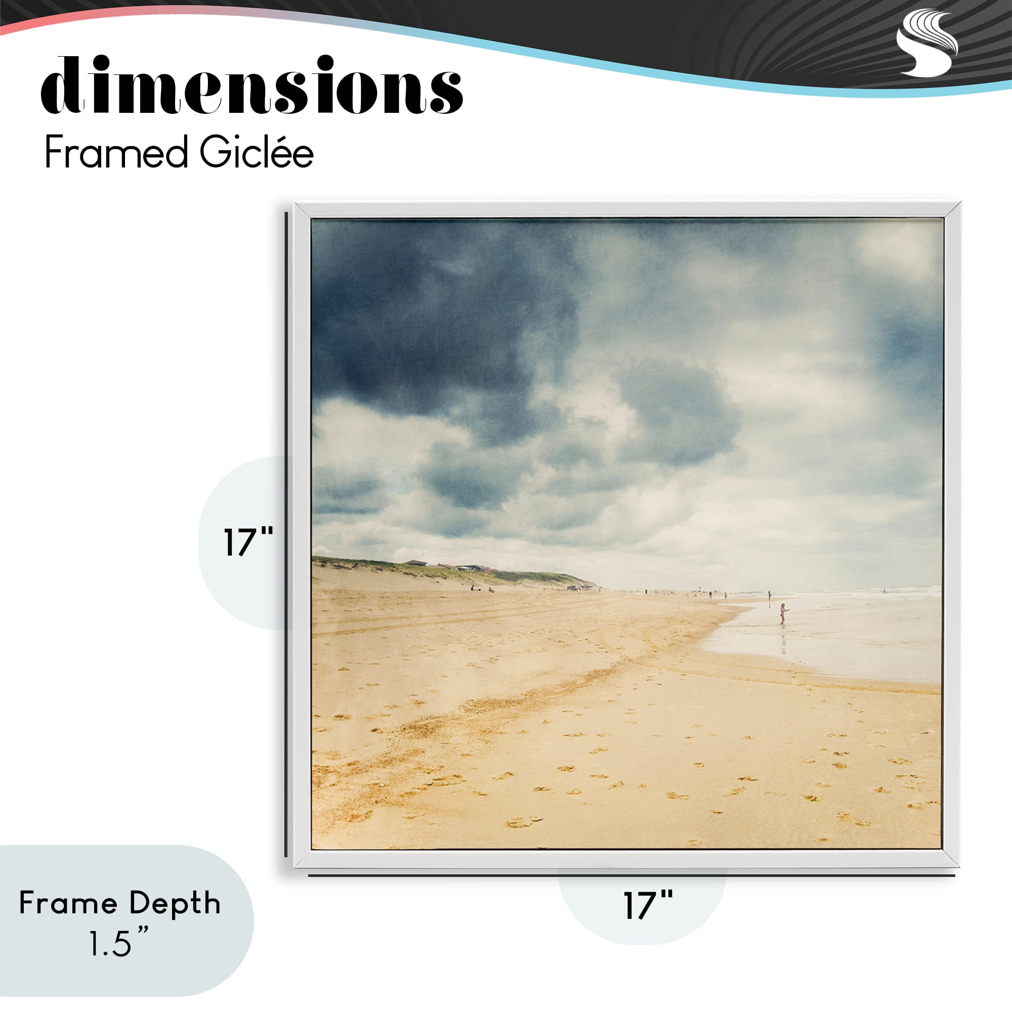 Stupell Industries Beach On A Cloudy Day White Framed Giclee Art, design by Dirk Wüstenhagen