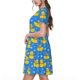 thumbnail image 2 of Balery Cute Yellow Rubber Ducks Vestidos sueltos de manga corta para mujer, vestidos de verano 2025, vestidos casuales de corte A con vuelo., 2 of 6