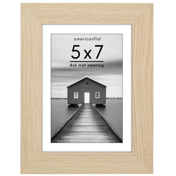 Americanflat 5x7 Picture Frame with Shatter-Resistant Glass with 4x6 Mat Display Photo Hudson - Natural Oak