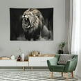 thumbnail image 2 of COMIO Lion Tapestry, Wild Animal African Lion on Black Background, Black and White Lion Tapestry, Animal Lion Tapestry Wall Hanging for Bedroom Living Room Collage Dorm Room 40x30 Inch, 2 of 7