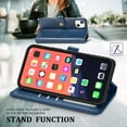 thumbnail image 2 of Compatible with iPhone 13 Case and Cover, Allytech Wallet Money Pocket Card Slots Book Style Kickstand Magnetic Snap Removable Wrist Strap Protective Case for iPhone 13 2021, Blue, 2 of 5