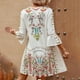 thumbnail image 4 of Vestido de Verano Casual, Vestido de Cuello en V de Manga 3/4 de Ruffle de Impresión Hecha de Poliéster Cómodo para Primavera Verano, Vestido de Verano de Mujer, 4 of 4