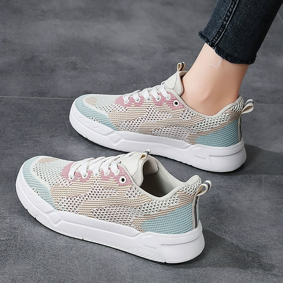 XIMIN Women Lace Up Platform Woven Retro Braided Sneakers Comfortable Casual Fashion Lightweight Sneaker Low Top Chunky Hiking Walking Shoes Footwear