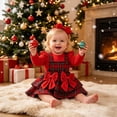 thumbnail image 2 of Enyan Baby Girl Christmas Outfit Newborn Fall Winter Clothes Long Sleeve Ruffle Romper Plaid Suspender Skirt Headband 3Pcs Set, 2 of 8