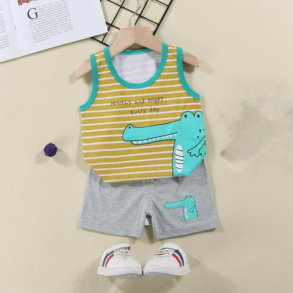 Sentuca Boys Clothes Size 4 Years Summer Thin T Shirts and Shorts Outfit Sets Casual Graphic Tees Toddler Clothes