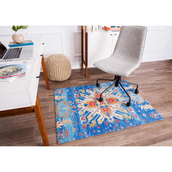 40" x 54" Las Cruces Blue & Orange 1/4" Rug’d Chair Mat™