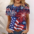 thumbnail image 2 of Camisetas de manga corta con cuello redondo para mujer, informales, de verano, con estampado de bandera, camisetas básicas, blusas Pompotops  hkajfhjk465613, 2 of 5