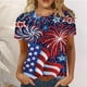 thumbnail image 1 of ICHUANYI Clearance Women's Summer Casual Crewneck Short Sleeve T-Shirts Flag Print Fit Basic Tops Tees Blouses(Blue, S) ICHUANYI WER2023080709235, 1 of 5