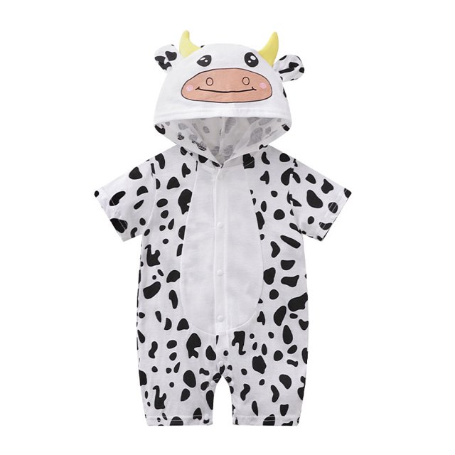 Camisa de cumpleaños para niña, mono de manga corta para niño y niña, prendas de vestir con capucha de vaca, mono para niño