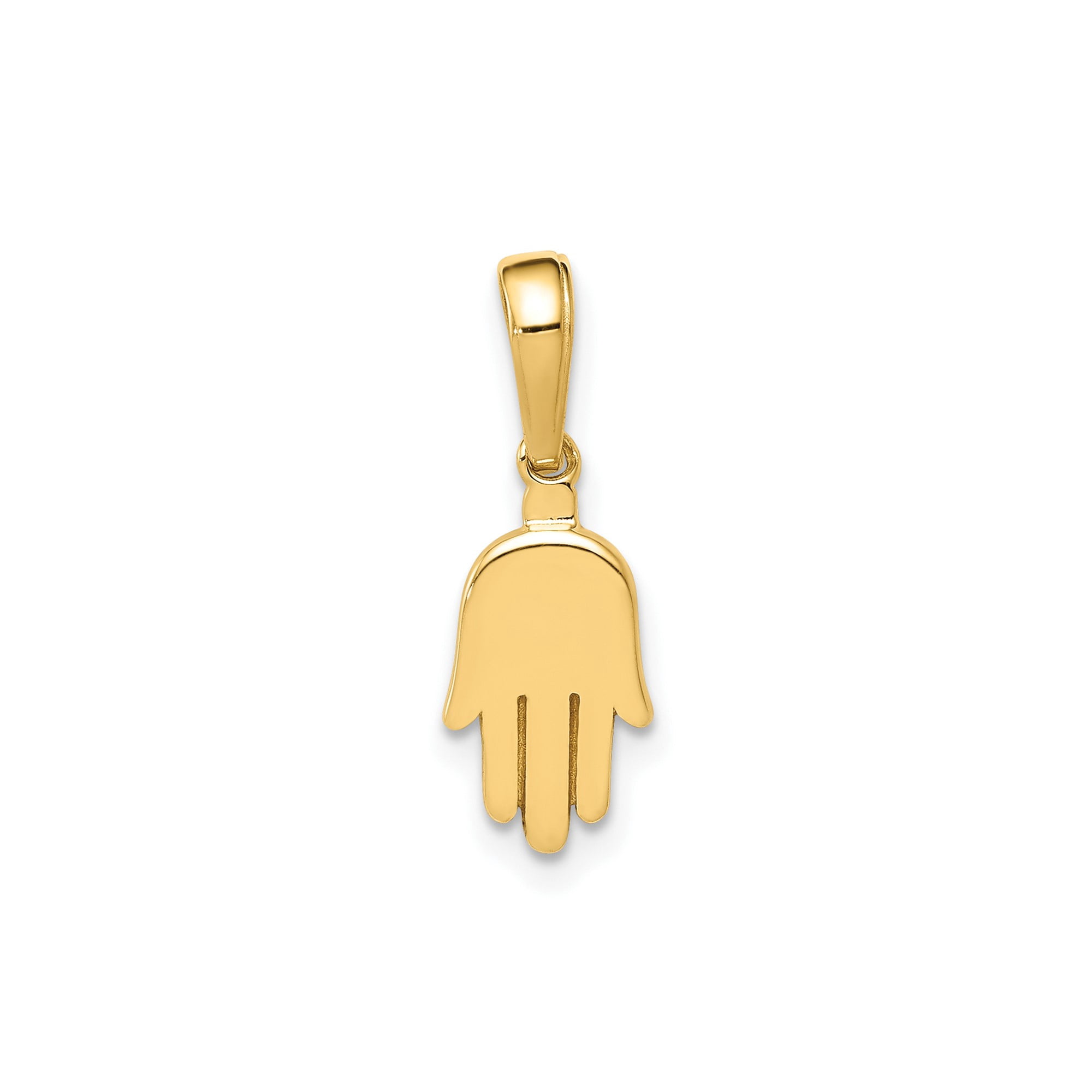 10k Yellow Gold Hamsa Hand Pendant Charm Polished Protection Amulet