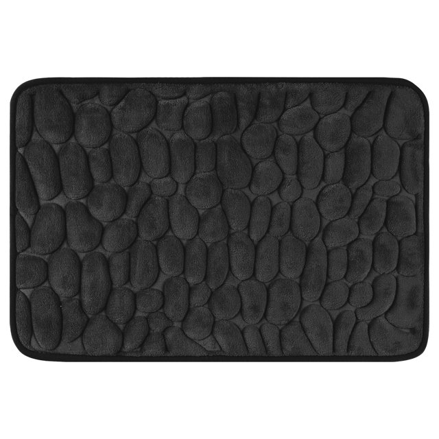 Alfombrillas de baño de espuma de memoria REGALWOVEN, ultra suaves, antideslizantes, absorbentes de agua, alfombra de baño de secado rápido, negra, 20" x 32"