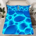 thumbnail image 2 of Marble Magma Bed Set Modern Geometric Bed Sheets Set, Teal Blue Sheet Set Queen Fire Flame Sheets, Aesthetic Artwork Top Sheet Microfiber with 2 Pillow Case, 2 of 6