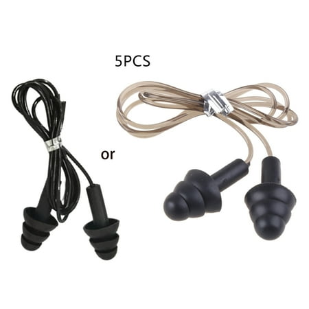 

5 Pairs Soft Silicone Cord Swimming Ear Plugs Comfortable Waterproof Noise Cance