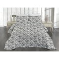 thumbnail image 2 of Ambesonne Floral Quilted Coverlet 2 Pcs, Achromatic Tones Flowers Art, Twin Size, Grey and White, 2 of 4