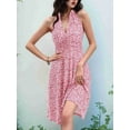 thumbnail image 3 of Women'S Summer Sleeveless Wrap V Neck Floral Sundress Mini Dress Pink M, 3 of 4