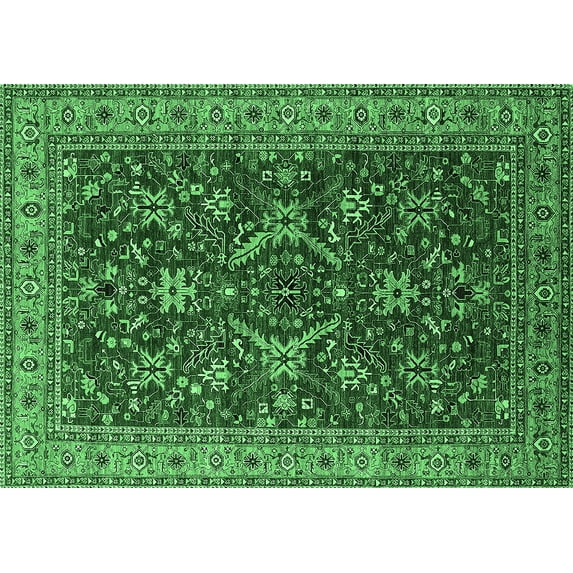 Ahgly Company Indoor Rectangle Oriental Emerald Green Industrial Area Rugs, 8' x 10'