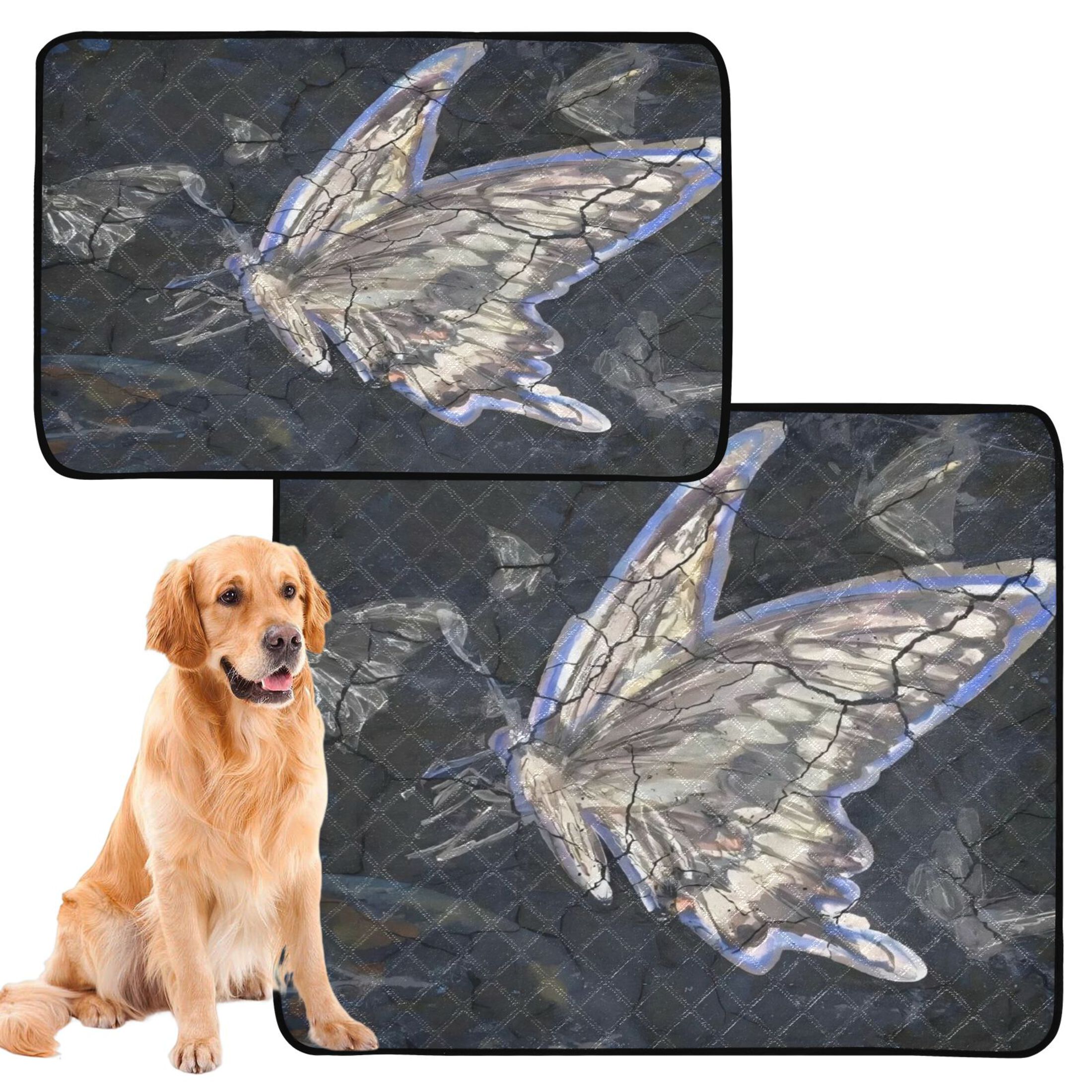 Qxltty Butterfly Cat litter Pads Pet Set of 3 Diaper Mats Center Anti-leakage Layer Absorbent Soft and Comfortable