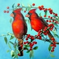 thumbnail image 2 of Pautov, Igor 15x15 Gold Ornate Wood Framed with Double Matting Museum Art Print Titled - Red Cardinals, 2 of 4
