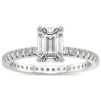 4 Carat IGI Certified Emerald Shape Lab Grown Diamond Engagement Ring | 14K White Gold | Claire Full Eternity Diamond Ring | FG-VS1-VS2 Quality Friendly Diamonds