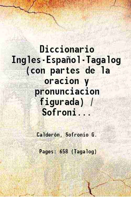 Diccionario Ingles-Español-Tagalog (con partes de la oracion y ...