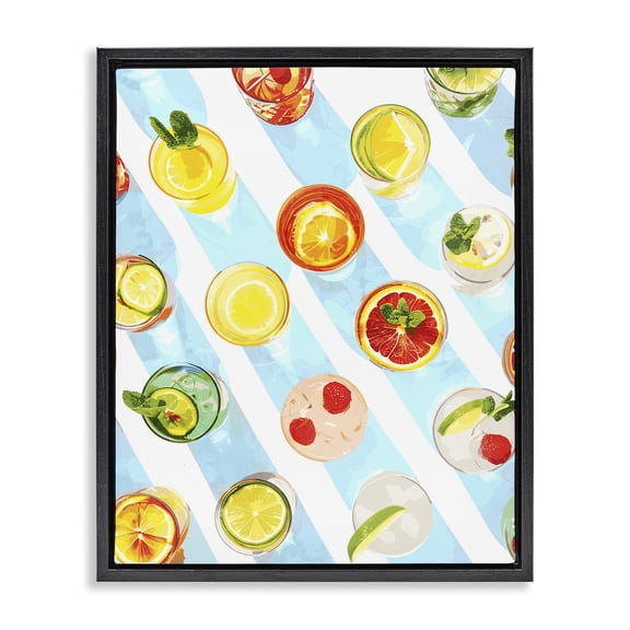 Stupell Industries Aerial View Cocktails Food & Beverage Painting Black Floater Framed Canvas Art Print Wall Art, 17 x 21